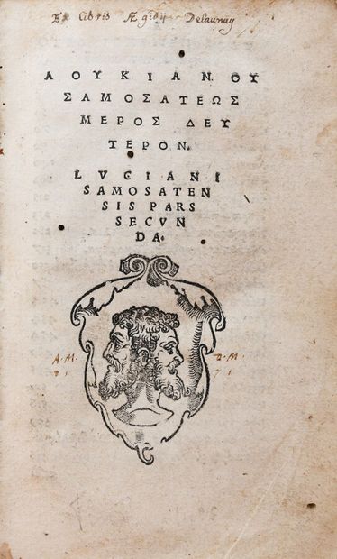 null LUCIEN DE SAMOSATE. OPERA.

Haguenau, Pierre Burbach, (1535).

In-8 de 971-1bl....