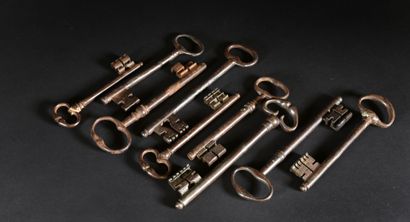 null Lot de neuf clés anciennes en fer forgé

L. de 13 cm à 19 cm