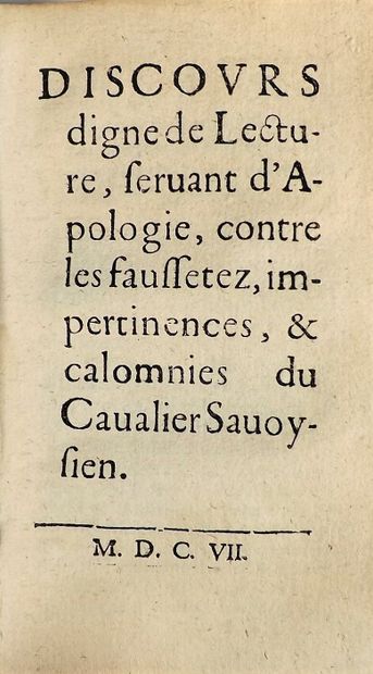 null [BUTTET (Marc Antoine de)]. Le Cavalier de Savoye ou response au soldat françois....