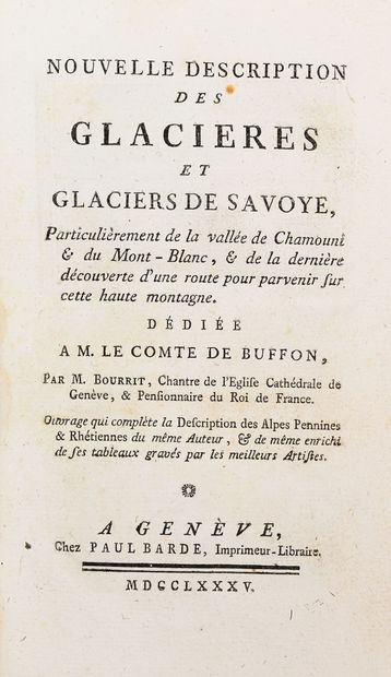 null BOURRIT (Marc-Théodore). Nouvelle description des glacières et glaciers de Savoie,...