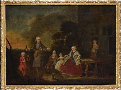 null École HOLLANDAISE vers 1740

Portrait de famille dans un paysage 

Toile 

H....