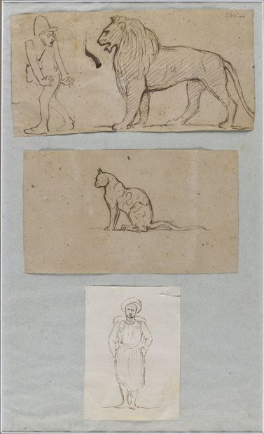 null Paul Jean FLANDRIN (1811-1902)

Trois études : le lion et le chasseur, chat...