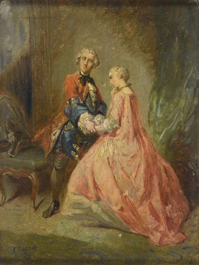 null Louis Alexandre Eustache LORSAY (1822-1871) 

Couple en costume du XVIIIe siècle...