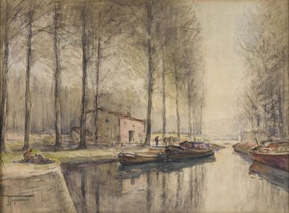 null Edmond TAPISSIER (1861-1943)

Péniche sur le canal

Mine graphite et aquarelle...