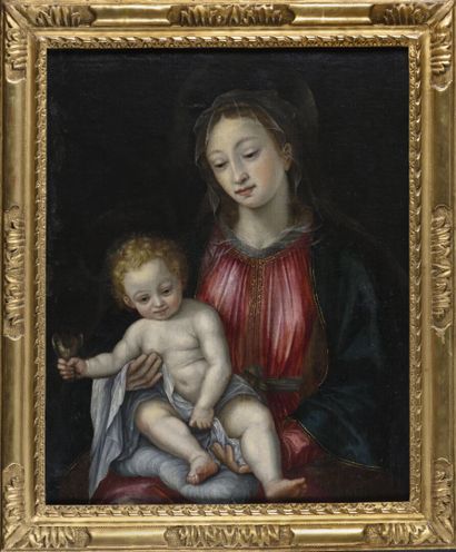 null École française vers 1650

Vierge à l'Enfant au pinson

Toile

Cadre : En bois...