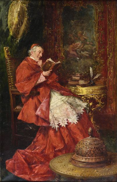 null Attribué à Andréa LANDINI (1842-1912)

Cardinal à la lecture

Huile sur toile,...