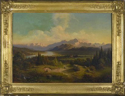 null Joseph MAYBURGER (1813-1908)

Paysage de montagne.

Huile sur toile, signée...