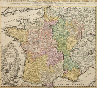 Carte de France sur panneau H. 51 cm L. 57 cm