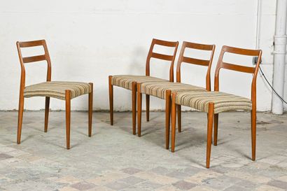 Johannes ANDERSEN (1903 - 1991) Suite de quatre chaises modèle "Anne", structure...