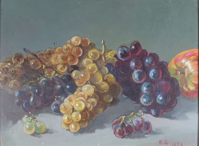 null Ecole Française du XIXe siècle

Nature morte aux raisins, monogrammée R.G et...