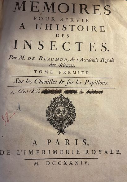 null RÉAUMUR (René-Antoine Ferchault de). Mémoires pour servir à l'histoire des insectes....