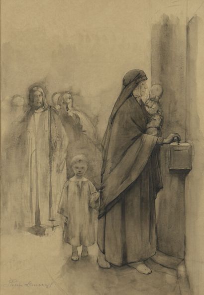 null Jean-Pierre LAURENS (1875-1932)

La veuve faisant l'aumône

Plume et lavis,...