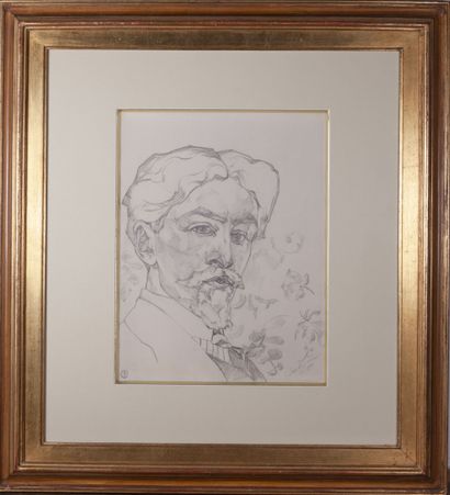  Léopold SURVAGE (1879-1968) 
Autoportrait 
Mine graphite, signée et annotée en bas...