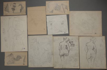  Léopold SURVAGE (1879-1968) 
Études cubistes, vers 1918-1922 
Ensemble de dix mine...