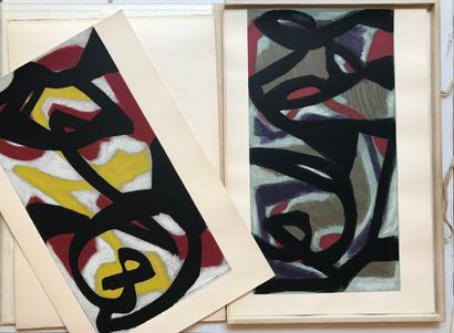  Jean-Michel ATLAN (1913-1960) 
Suite de 4 lithographies en couleurs sur vélin d'Arches,...