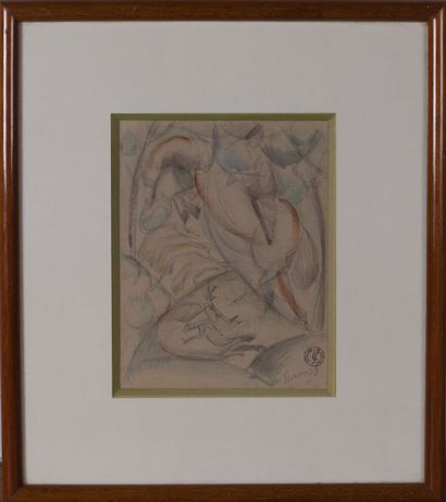  Léopold SURVAGE (1879-1968) 
La chasse 
Mine graphite et aquarelle, signée et datée...