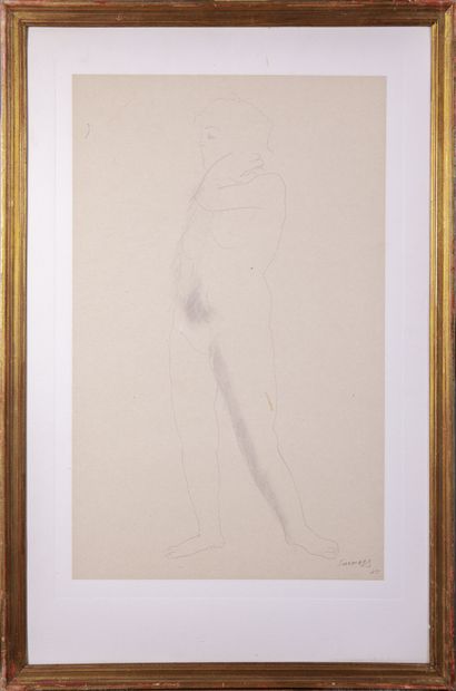 null Léopold SURVAGE (1879-1968)

Femme nue en pied

Mine graphite et estompe, signée...