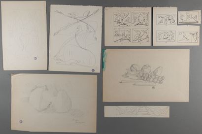  Léopold SURVAGE (1879-1968) 
Feuilles d'étude 
Important ensemble de dix-huit dessins...