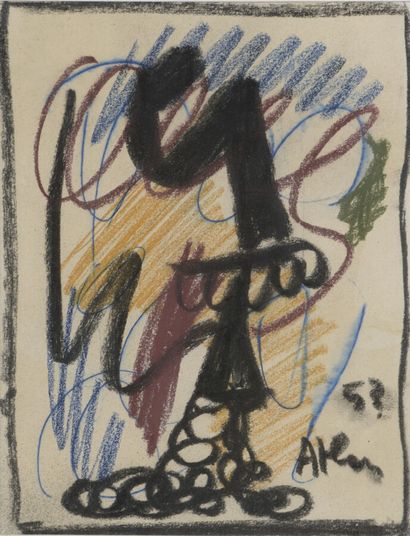  Jean-Michel ATLAN (1913-1960) 
Sans titre, 1953 
Pastel et encre, signé et daté...