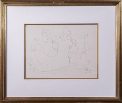  Léopold SURVAGE (1879-1968) 
Trois femmes de Collioure 
Mine graphite, signée, monogrammée...