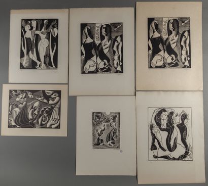  Léopold SURVAGE (1879-1968) 
Ensemble de vingt xylographies dont « La Connaissance »,...