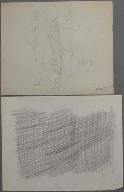  Léopold SURVAGE (1879-1968) 
Études, vers 1933 
Ensemble de dix-huit mine graphite,...