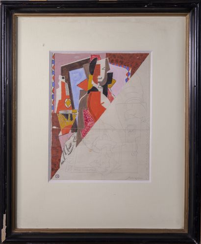  Léopold SURVAGE (1879-1968) 
Le serveur 
Mine graphite et aquarelle, signée en bas...