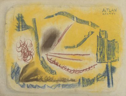  Jean-Michel ATLAN (1913-1960) 
Sans titre [Graffiti], 1946 
Pastel, signé et daté...
