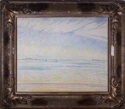 Léopold SURVAGE (1879-1968) 
La plage 
Huile sur toile, signée et datée 1909 en...