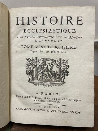  "Histoire ecclesiastique", A Paris chez Pierre Jean Marriette, 1730, (36 tomes)....