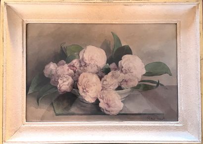 René DURELLE (1872-1954) 
Bouquet de roses...