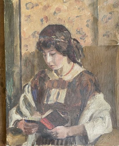 École MODERNE, circa 1930 
Jeune fille lisant...