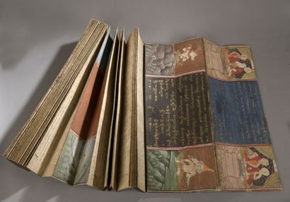 null THAILANDE - XIXe siècle

Grand livre accordéon bouddhique (samut khoi) en écriture...