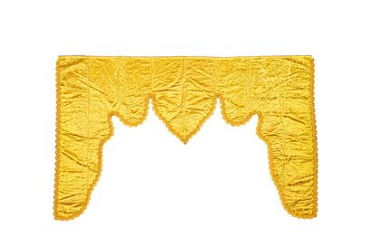 null Louis XV period damask valance.

Yellow damask with flowers and pomegranates....