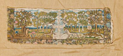 null Set of three embroideries in petit point probably from a bed bumper, late sixteenth...