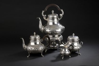 Tea service in silver 950 thousandth, engraved...