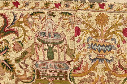 null Important bandeau brodé en tapisserie aux points, seconde moitié du XVIe siècle....