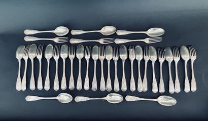 Eighteen spoons and fifteen forks in silver...