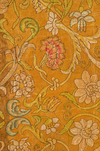 null Important table carpet in tapestry with points, Louis XIII period. 

Linen canvas...