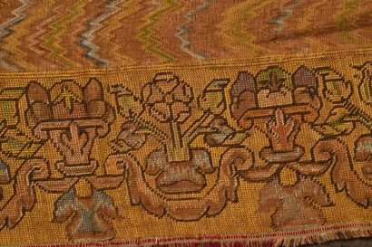 null Important tapis de table en tapisserie aux points, époque Louis XIII. 

Broderie...
