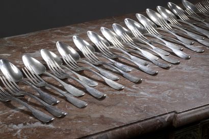 Seventeen forks and fourteen spoons of table...