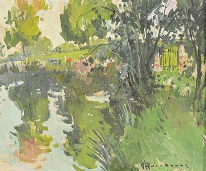 null PAUL ANDERBOUHR (1909-2006)

Paysage de campagne à l'étang

Huile sur toile,...