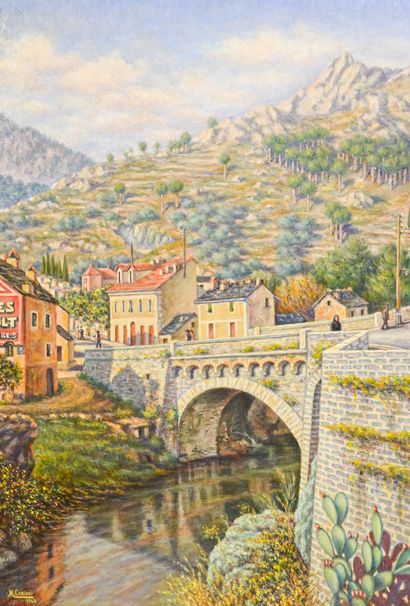 Mathieu CORIZZI (1891-1976) 
CORTE - Pont sur le Tavignano. 
Huile sur toile, signée...