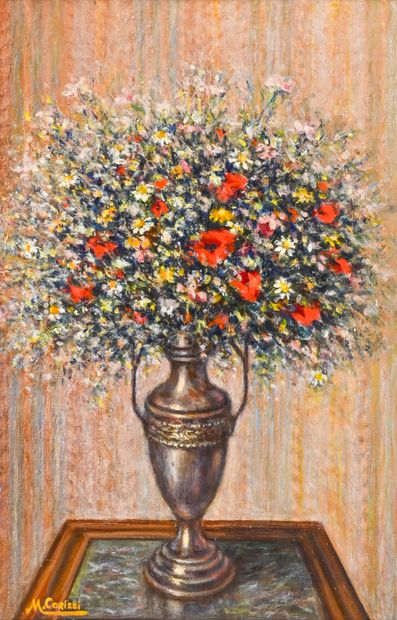  Mathieu CORIZZI (1891-1976). 
Nature morte au bouquet de fleurs des champs. 
Huile...