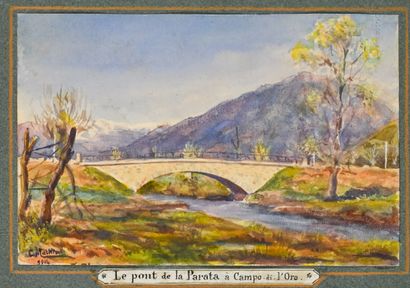 null Mathieu CORIZZI (1891-1976).

Le Pont de la Parata à Campo di l'Oro.

Aquarelle,...