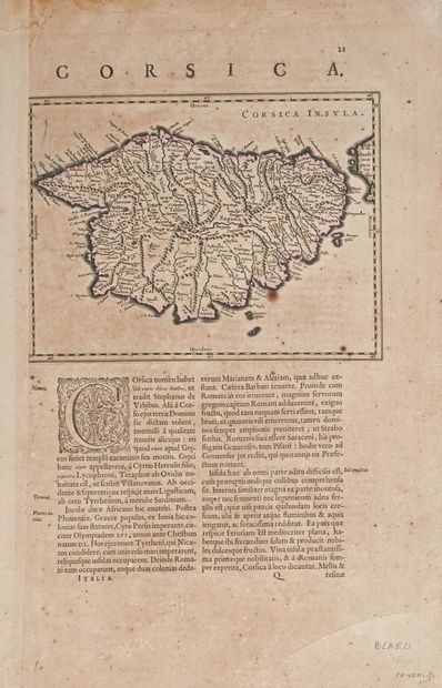 null Blaeu, Willem. 

Corsica, 1640. 

In Novus atlas, p. 21. Sur la même page, texte...