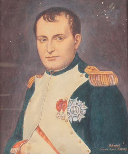 Mathieu CORIZZI (1891-1976). 
Napoléon Ier en uniforme. 
Aquarelle sur papier, signée...