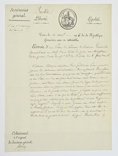 null Vaubois, Charles Henri de Belgrand ( 1748 - 1839), général, commandant en chef...