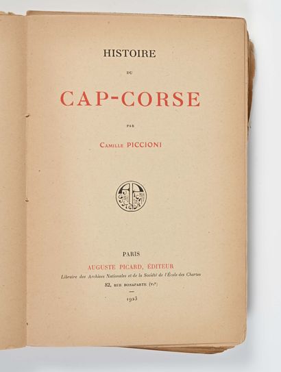 null Piccioni, Camille. 

Histoire du Cap Corse par... 

Paris : Auguste Picard,...