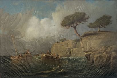 null François GAUTIER (1842-1917)

Pêcheurs en Méditerranée 

Huile sur toile signée...